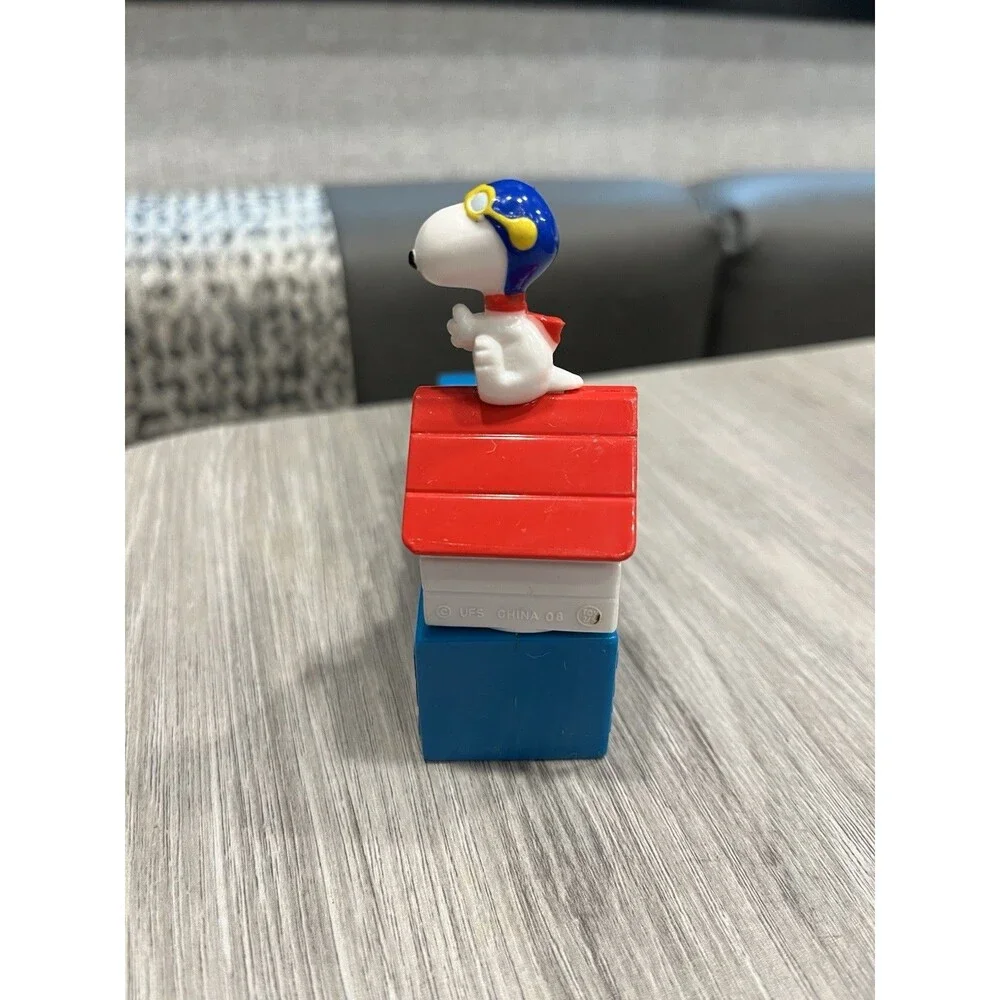 Peanuts 50th Celebration Snoopy Flying Ace Doghouse Figurine Blue Block Letter